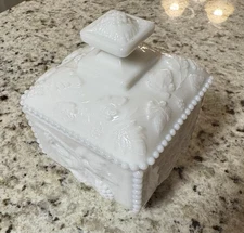 Vintage Westmorland Milk Glass Covered Candy Dish Excellent Condition No Chips