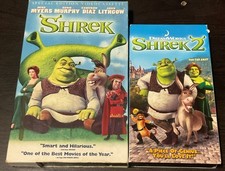 SHREK + SHREK 2 VHS MIKE MYERS EDDY MURPHY CAMERON DIAZ JOHN LITHGOW DREAMWORKS