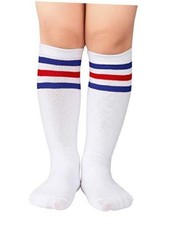Kids Child Soccer Socks Knee High Socks 3-6 Years 1 Pair White Blue Red