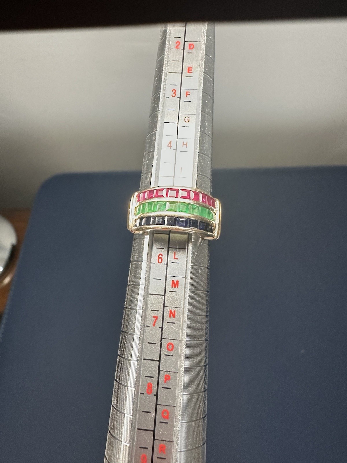 14k Solid Gold Natural Emerald, Ruby, Sapphire Ri… - image 1