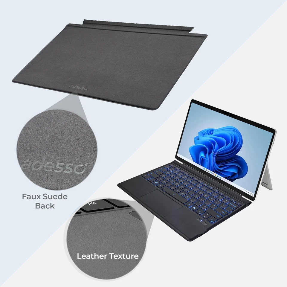 ADESSO Surface Pro Keyboard Case Bluetooth 5.0 Wireless Slim Aluminum Design... - Image 3 of 4
