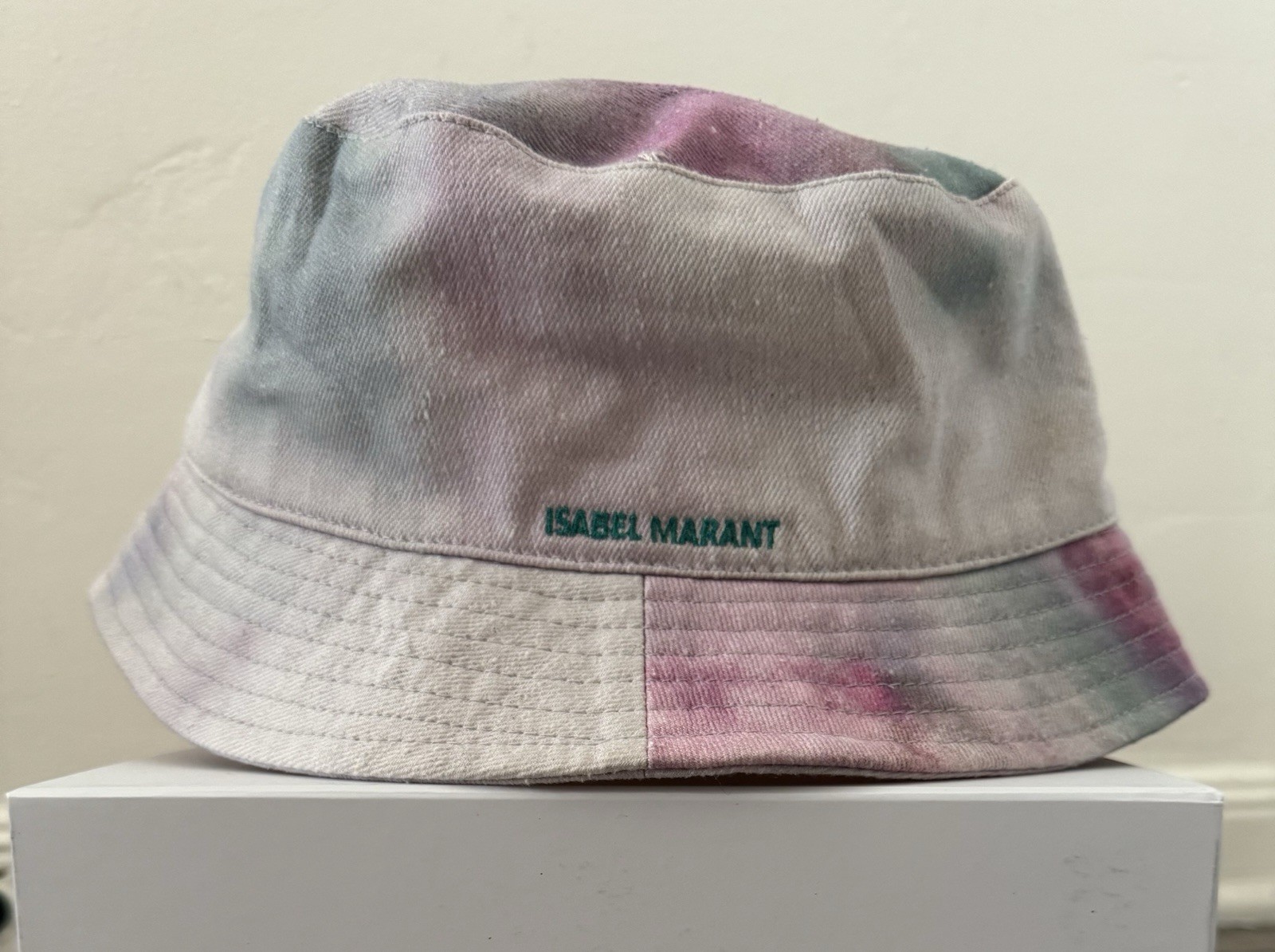 Isabel Marant Haley Size 58 Pink Blue Purple Tie-dye faded Ombre Bucket Hat