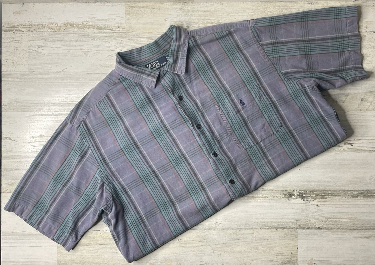 Vintage Polo Ralph Lauren Caldwell Shirt Blue Purple Plaid