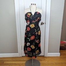 Urban Outfitters | Black Floral Halter Midi Dress Size Medium