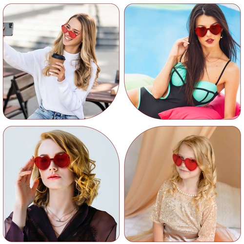 3pcs Heart Shaped Sunglasses Red Heart Glasses Party Favors Beach Camping - Bild 7 von 12