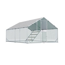 Large Chicken Coop,Metal Chicken Run for Yard with Feeding Door,Walk-in Chick...