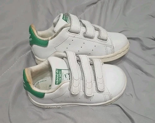 Taglia 7 bambino Adidas Stan Smith basse bianche con verde senza cravatta