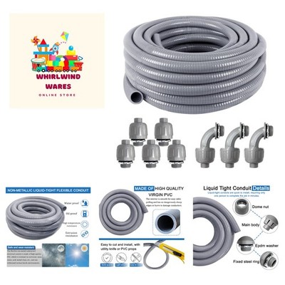 1inch 25ft Electrical Conduit Kit,Liquid-Tight Conduit and Connector Kit with...