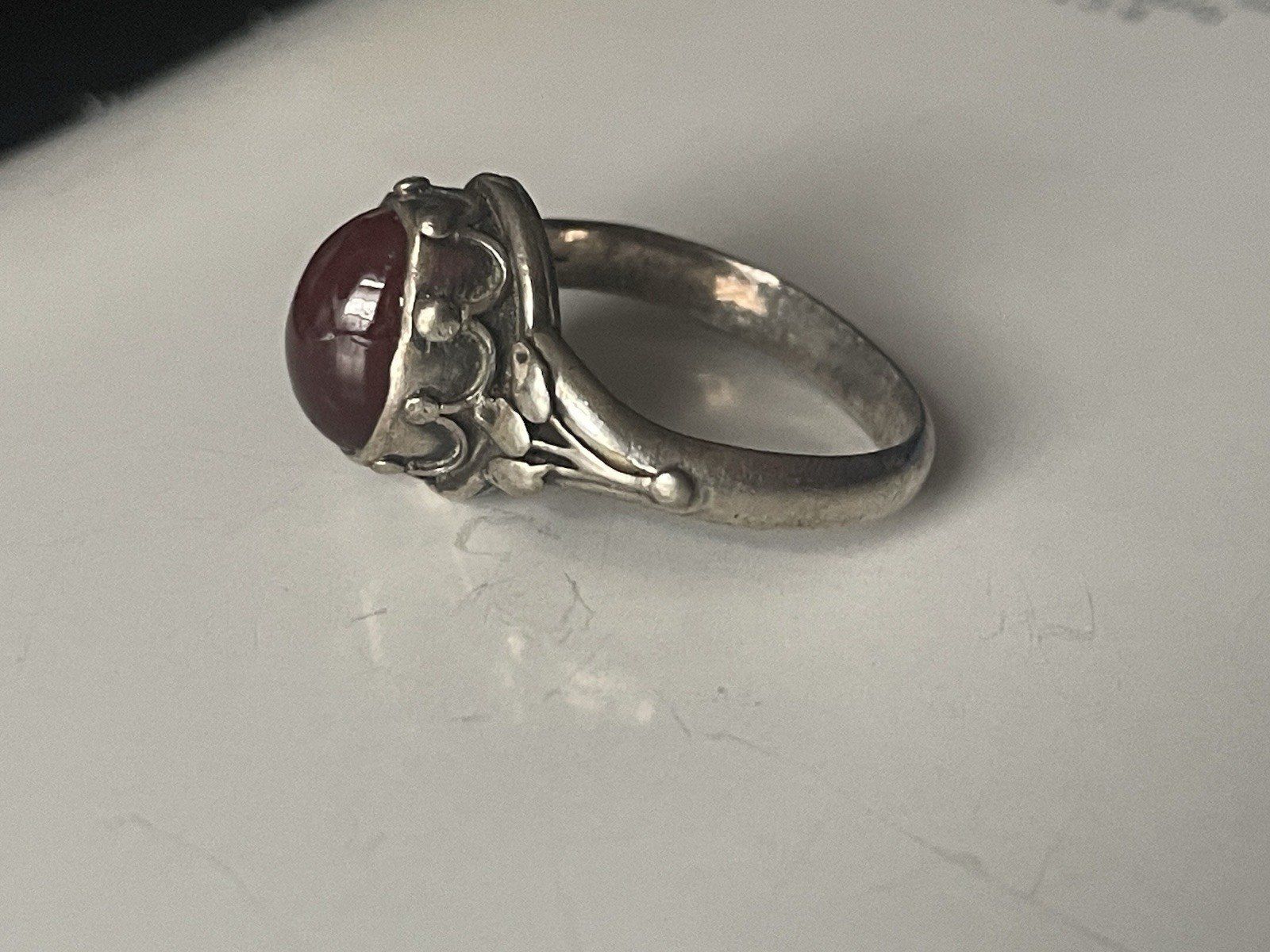 19th C  ANTIQUE SOLID STERLING SILVER CARNELIAN R… - image 12
