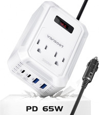 200W Car Power Inverter DC 12V to 110V AC Inverter with PD 65W/30W USB C 2 QC