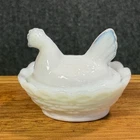 Vtg Westmoreland Vintage Opalescent White Mini Hen On Nest Salt Cellar Free Ship