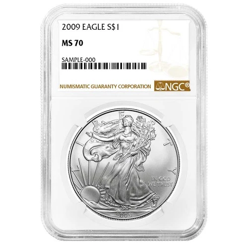 2009 $1 1-oz American Silver Eagle NGC MS70 Brown Label