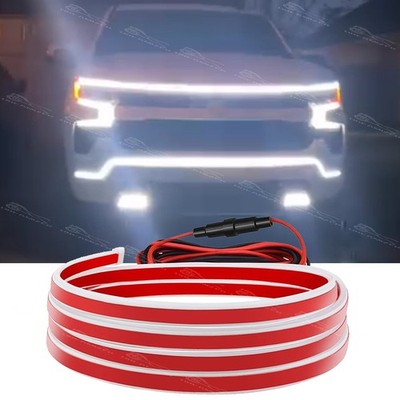 For Chevy Silverado 1500 2500 3500 Dynamic Start Scan LED Hood Strip Light DRL