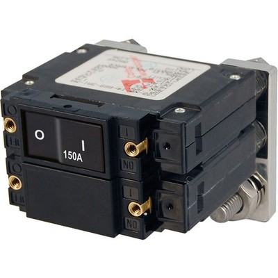 Blue Sea Systems C-Series Flat Rocker Circuit Breaker, Double Pole 150A
