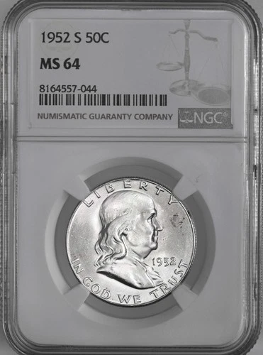 1952-S  50C FRANKLIN SILVER HALF DOLLAR  "SAN FRANCISCO"  NGC MS64 #8164557-044