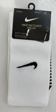 Nike Matchfit Soccer / Football Socks Knee High WHITE Youth 3Y-5Y Women 4-6 New