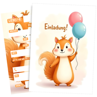 8 Einladungskarten Kindergeburtstag EichhöRnchen Einladung Jungen & MäDchen #95
