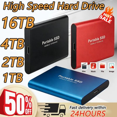 16TB External SSD USB3.2 Type C Hard Drive Portable Storage Drive For PC MAC