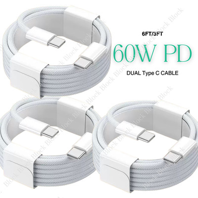 60W Type C Fast Charger USB-C Cord PD Cable For iPhone 15 16 17 17 Air Samsung