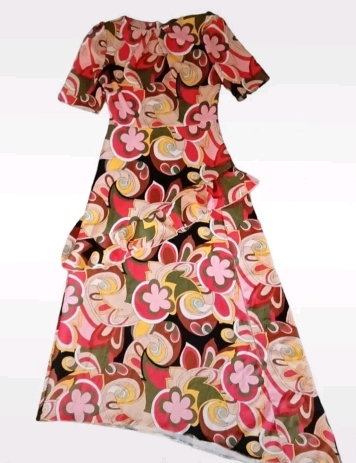 Vestido John Zack Talla 8 Hippie Psicodélico Años 60 Vestido Elegante ¡Nuevo Con Etiquetas!