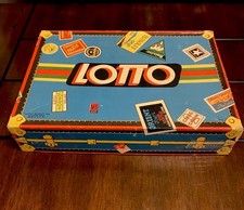 Vintage 1930s Milton Bradley No.4370 Lotto Trunk Game Bingo W/Wooden Numbers