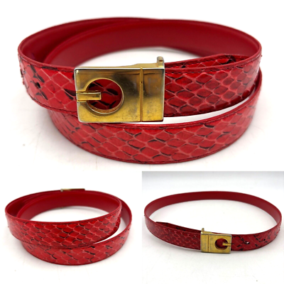Vintage Snake Skin Leather Red and Black Women\'s Belt Fresco Golf main image 4