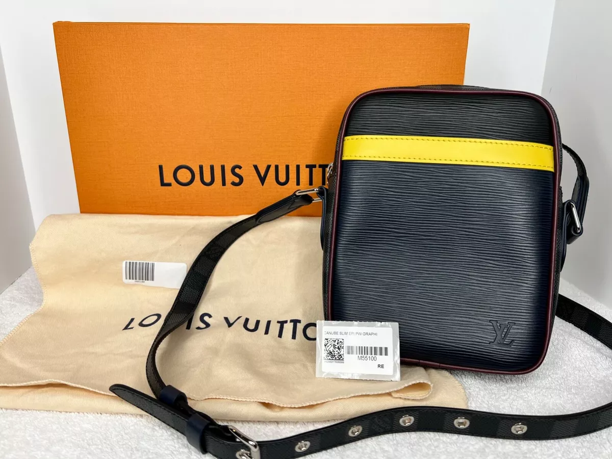 Louis Vuitton Danube Handbag Epi Damier Graphite Slim NEW w\ Box FO2109