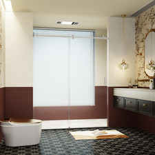 56-60"W 74"H Single Sliding Shower Doors, 5/16"Tempered Glass , Brushed Nickel