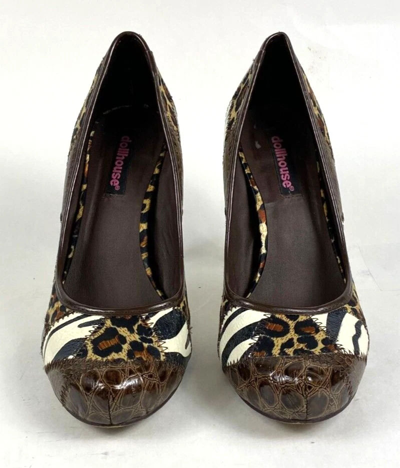 Zapatos de tacón alto con estampado de animales para casa de muñecas talla 8 Foto 2 de 4