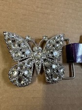 Butterfly Belt Buckle Metal White Stones Brand New