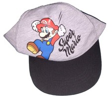 Nintendo Super Mario Gray Cap Hat Boys Adjustable