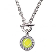 Inspired Silver Tennis Toggle Memory Charm Necklace Cubic Zirconia