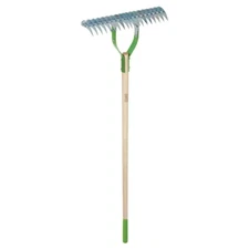 19-Tine Adjustable Thatch Rake Multipurpose Steel Tines Remove Thatch Soil