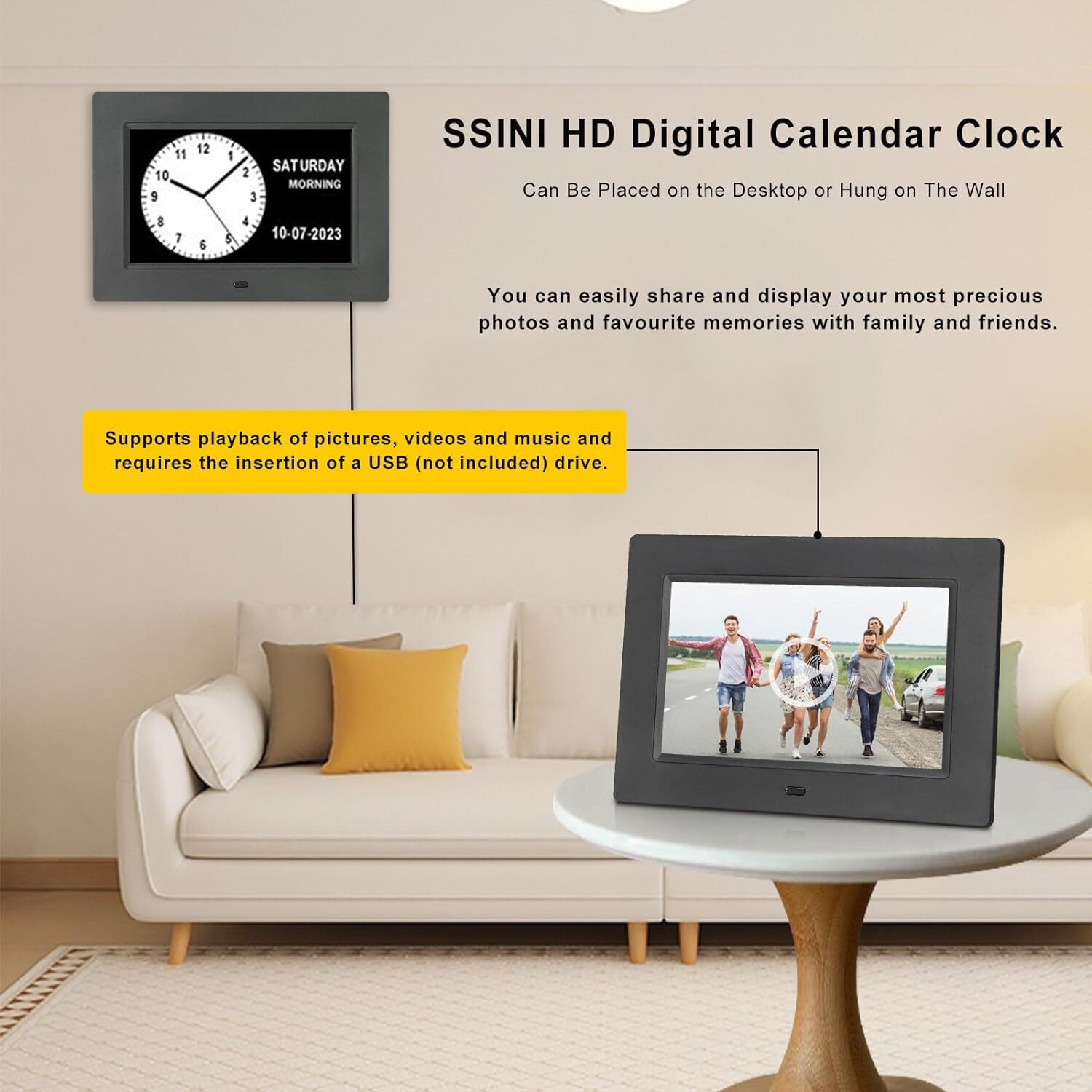 【Newest Version Digital Calendar Day Clocks for Seniors Clock with Day Black