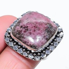 Natural Rhodochrosite Gemstone 925 Sterling Silver Jewelry Ring Size 8 US 