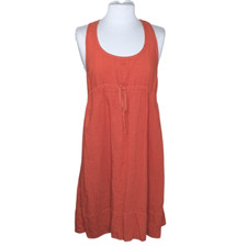 Eileen Fisher Linen Racerback Tie Waist Midi Tank Dress Orange XS