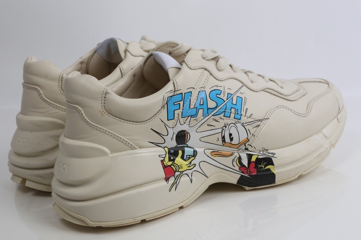 Disney x GUCCI Rhyton Flash Donald Duck Cream Leather Sneakers