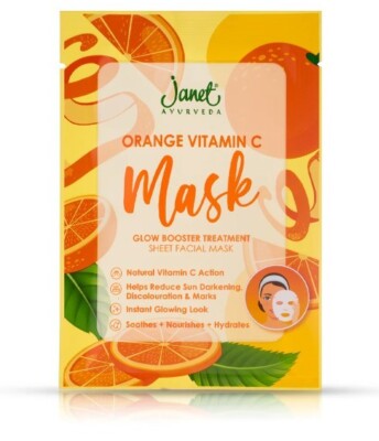 Orange Vitamin C Sheet Mask | Lemon | Lime | Turmeric | Carrot | Aloe vera