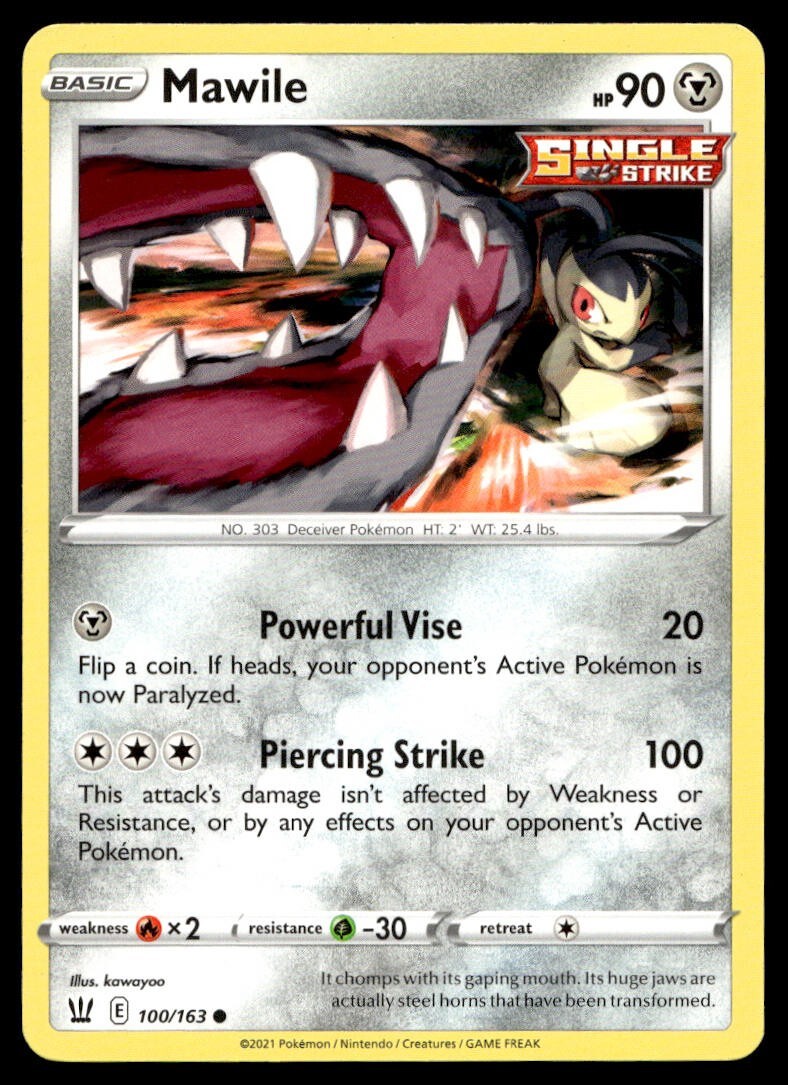 Mawile 100/163 Pokemon Card Battle Styles Common 90 HP Lightly Played I8