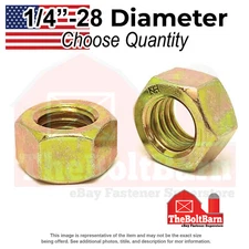 1/4"-28 Grade 8 Finished Hex Nuts Zinc Yellow Coarse USA Made (Pick Quantity)