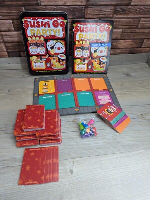 Sushi Go Party Deluxe Card Game Gamewright 2016 Complete Game in Tin Case
