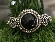 Stunning Genuine Sterling Silver 925  Black Onyx Ring w/ Swirls W Size 8   A