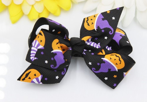 Barrette À Cheveux Halloween Noire Avec Un Motif De Citrouille #S013 - Photo 2/4