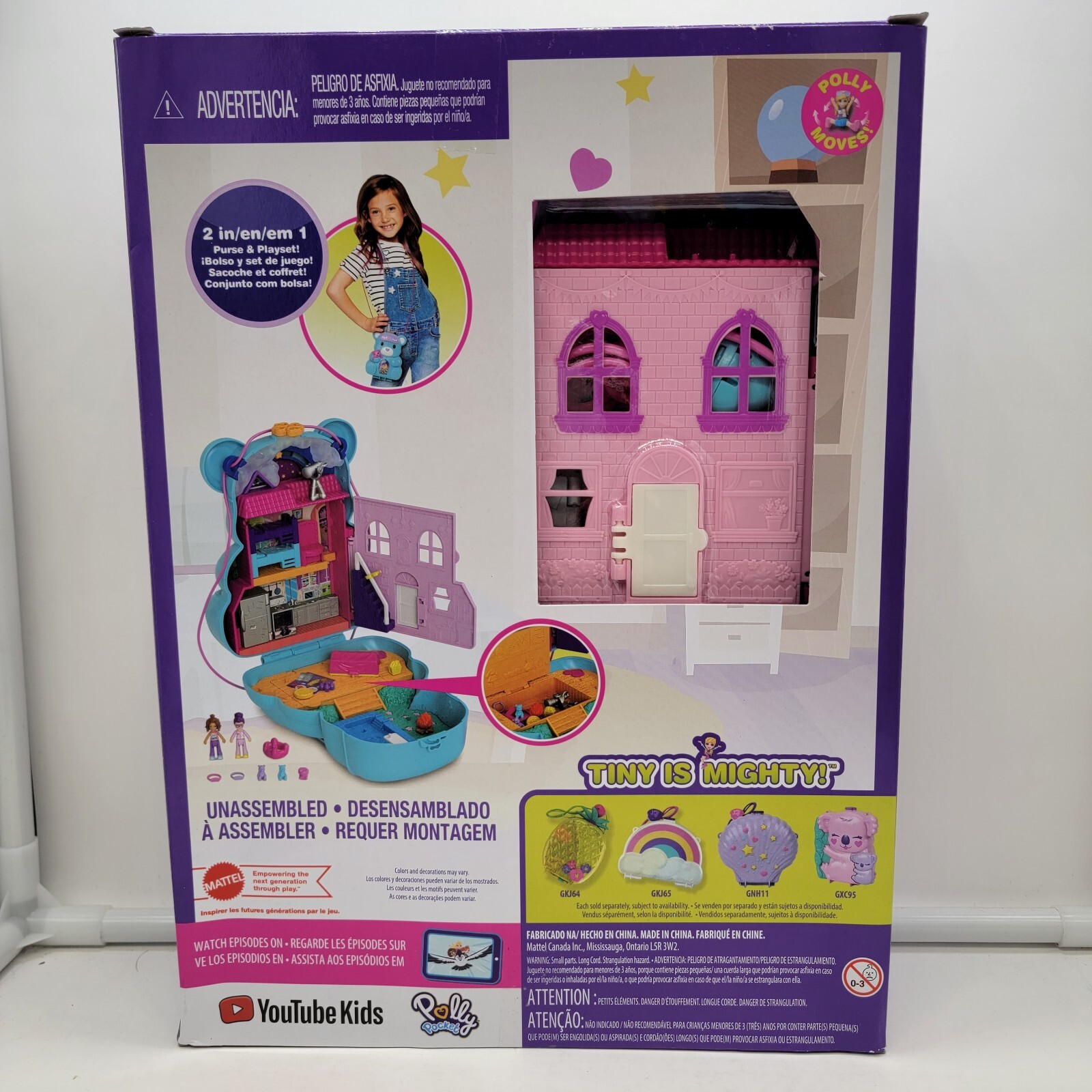 POLLY POCKET Teddy Bear Purse Compact 2 Dolls & 16 Accessories