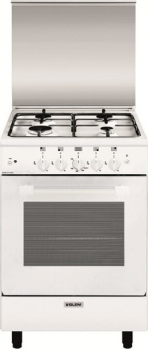 Cucina a Gas 4 Fuochi Forno a Gas 53x50 cm Bianco con coperchio Glem Gas  AE55AX3 | eBay
