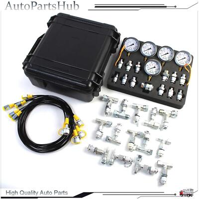 Hydraulic Pressure Gauges Test Tool Hydraulic Gauge Kit For Excavator w/5 Gauges