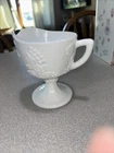 Indiana Glass Colony Harvest Grape Milk Glass Creamer Vintage Hobnail pedestal