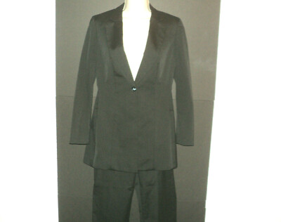 Worth Jacket Size 6, Pants Size 4 Suit Set Black Silk Blend Classic Business