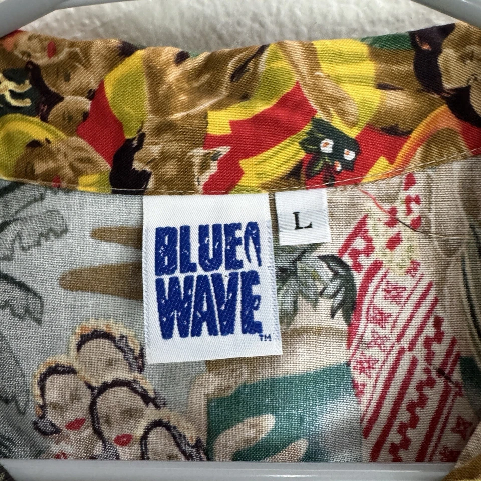 Camisa Hawaiana Vintage Blue Wave Talla Grande Foto 2 de 4