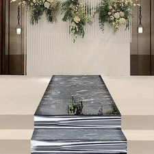 65*3ft Aisle Runner Mirror Rug Double Sided Carpet Wedding Silver Decorations US